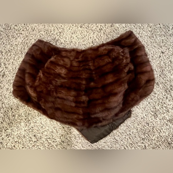 Vintage 1950s Genuine Real Mink Fur Stole Brown Wrap John Bressmer Satin Lined - Picture 3 of 4